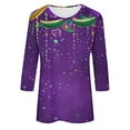 thumbnail image 5 of Mardi Gras Shirts for Women 3/4 Sleeve Carnival Printed Casual Round Neck T-shirt,Womens Mardi Gras Tops, 5 of 5