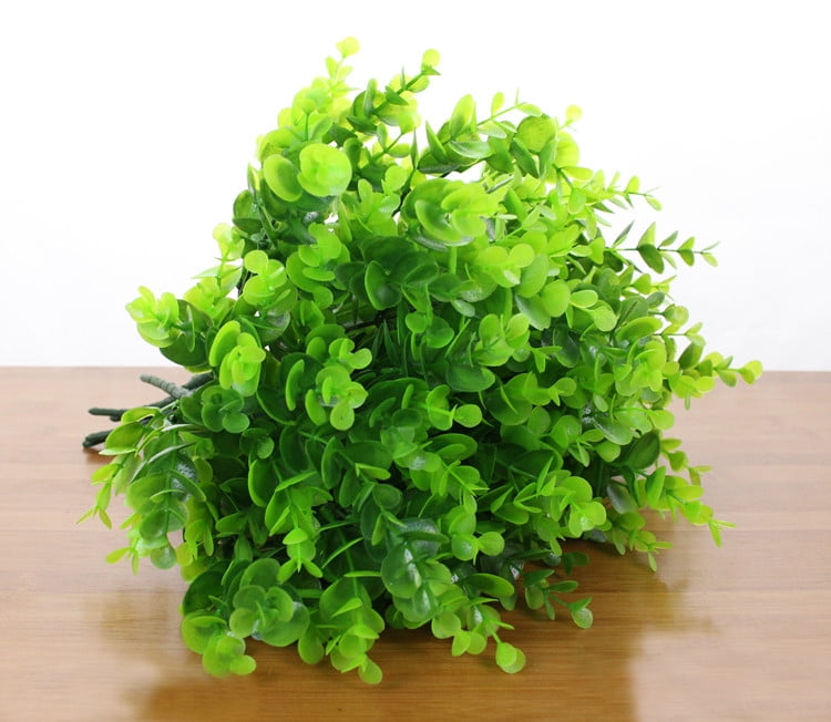 K-Cliffs 3pcs Artificial Green Shrubs Faux Eucalyptus Leaves Unpotted