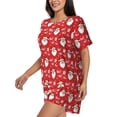 thumbnail image 2 of Fuzoiu Merry Christmas Santa Claus A Print Women's Short-Sleeved Pajama Set,Lounge Sleepwear Set,Womens Pajama Sets 2 Piece,Button-Up Top and Shorts with Pockets-Large, 2 of 7