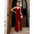 thumbnail image 2 of Vestido LALACAT, elegante, formal, de verano, cuello en V, sin mangas, rojo, 2 of 7