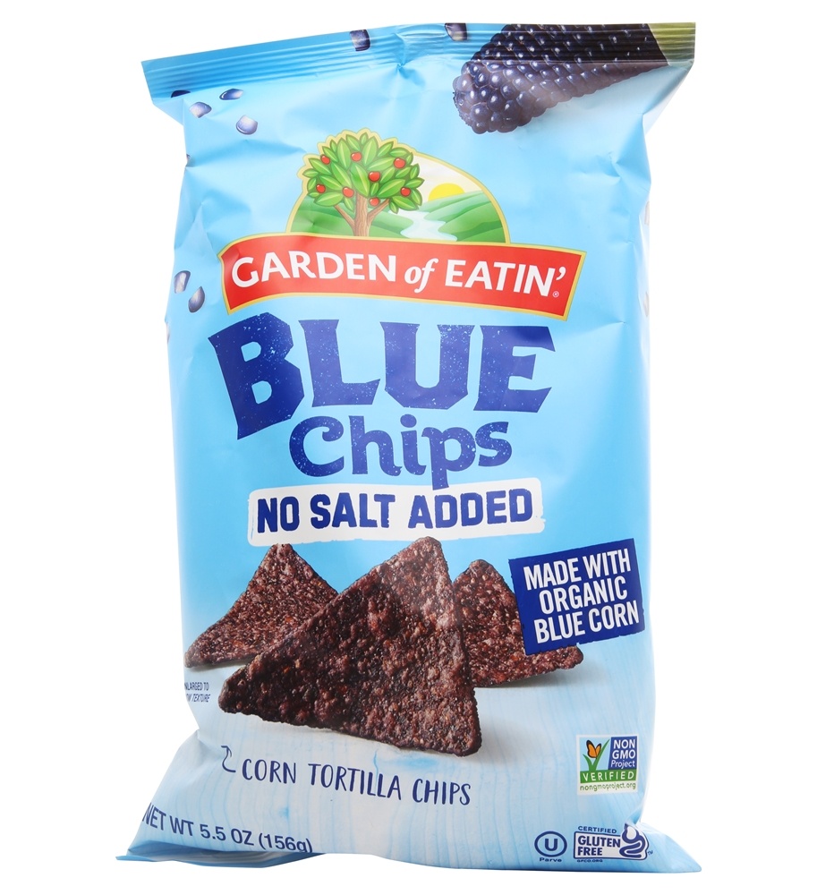 Garden of Eatin Corn Tortilla Blue Chips No Salt Added 5.5 oz