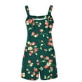 thumbnail image 5 of Womens Linen Jumpsuits Shorts Pocketed Floral Print Knotted Strap Summer Plus Size One Piece Short Rompers S-3X (S, Green), 5 of 5