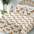 thumbnail image 3 of Ambesonne Autumn Fitted & Flat Sheet with Shams 4 Pcs Set, Moth Pattern Cottagecore, King, Pale Coffee and Pale Maroon, 3 of 5