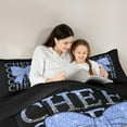 thumbnail image 5 of Manfei Kawaii Blue Bow 3 Pieces Queen Comforter Set for Teens Children Girls,Bling Glitter Ultra Soft Bedding Sets,Girly Dreamy Dance Bedding Comforter Set,Luxury Bedroom Decor,Reversible, 5 of 8