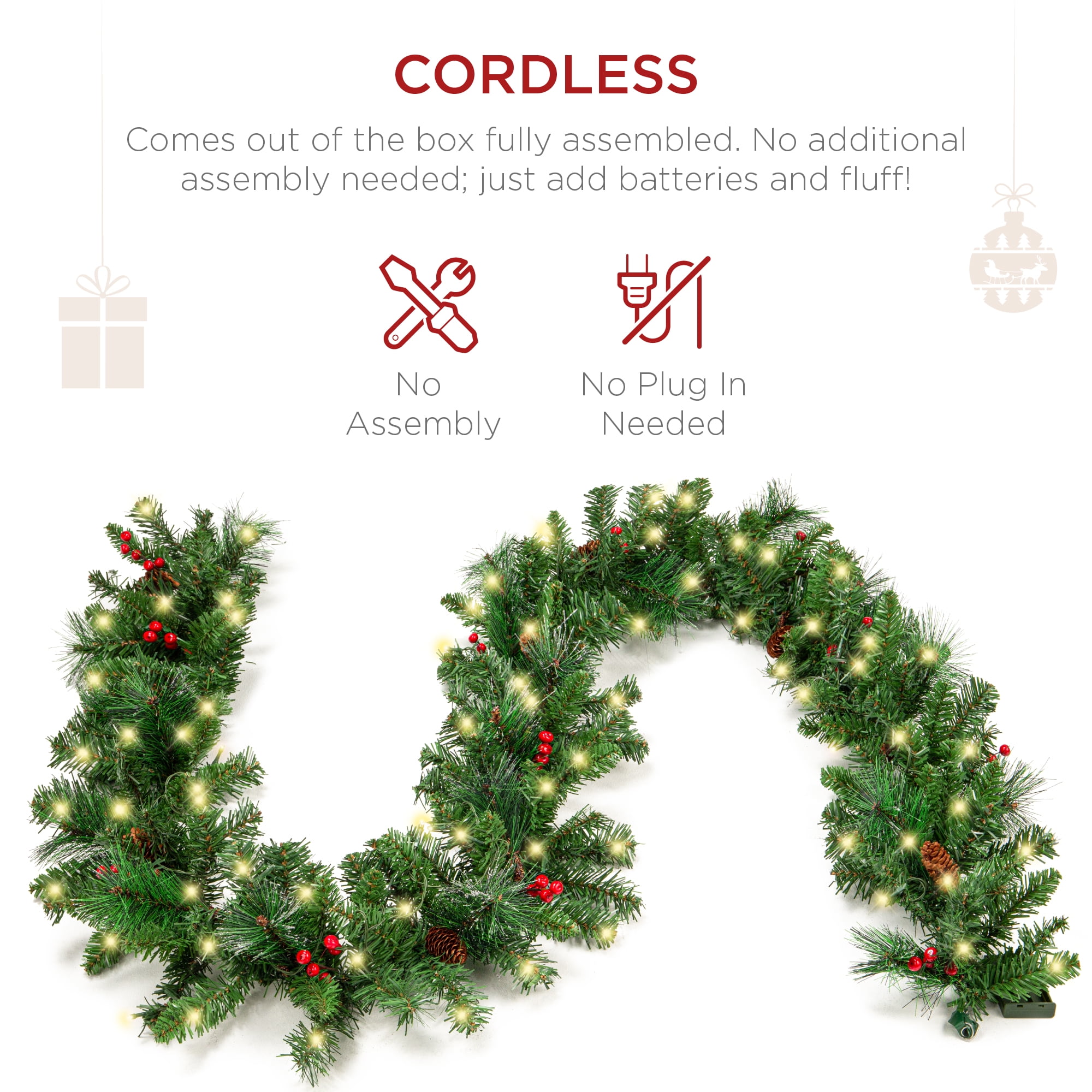Best Choice Products 9ft Pre-Lit Christmas Garland, 50 LED Lights photo 5