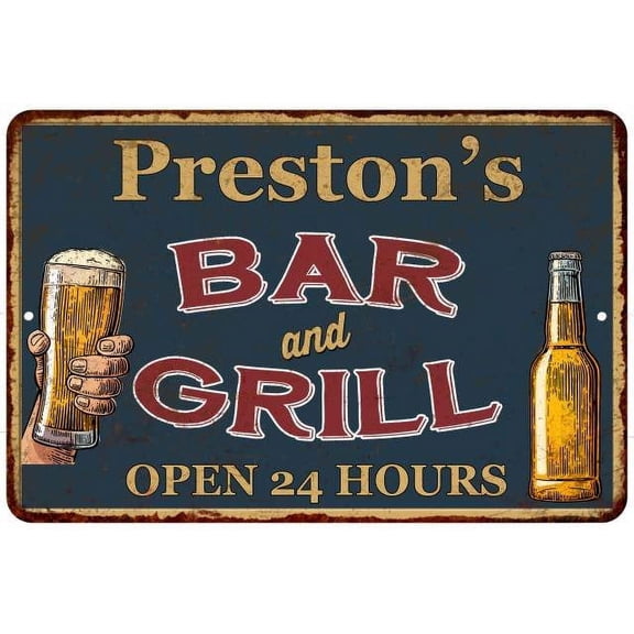 Preston's Green Bar and Grill Sign 8 x 12 High Gloss Metal 208120044738