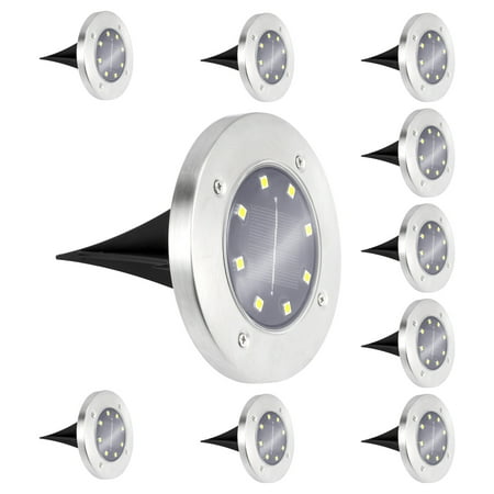 

10Pcs Solar Powered Ground Light 8 Led Outdoor Garden Landscape Pathway Solar Buried Floor Light Underground Lamps - Warm White Light