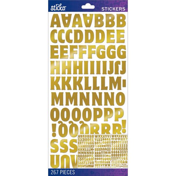Sticko Alphabet StickersGold Foil Motter Medium