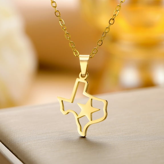 Texas Map Pendant 14K Yellow Gold Necklace Men's And Women's Fashionable Ethnic Style Souvenir Gift Jewelry Gift New Style