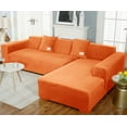 thumbnail image 2 of Sectional Couch Covers, Stretch Sofa Cover Velvet L-Shaped Sofa Cover Soft Non Slip Furniture Protector for Corner Sofa-Pink-3 Seater+3 Seater, 2 of 9