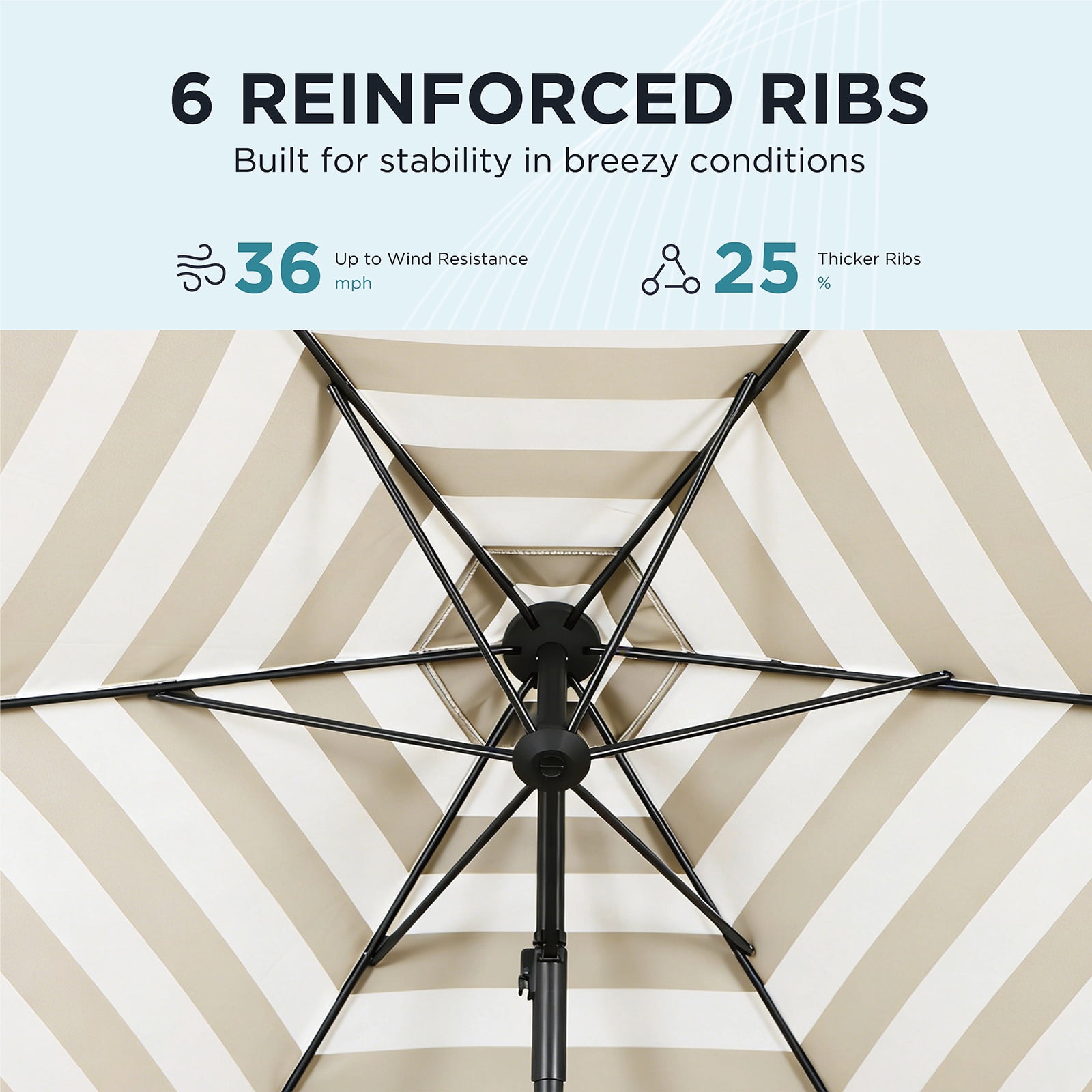 AE Outdoor 9FT Patio Umbrella Outdoor Table Umbrella with Easy Angle Adjustment & Crank Lift – Water Repellent & UV Protection Fade Resistant Canopy – Heavy Duty 6 Ribs for Wind Resistance