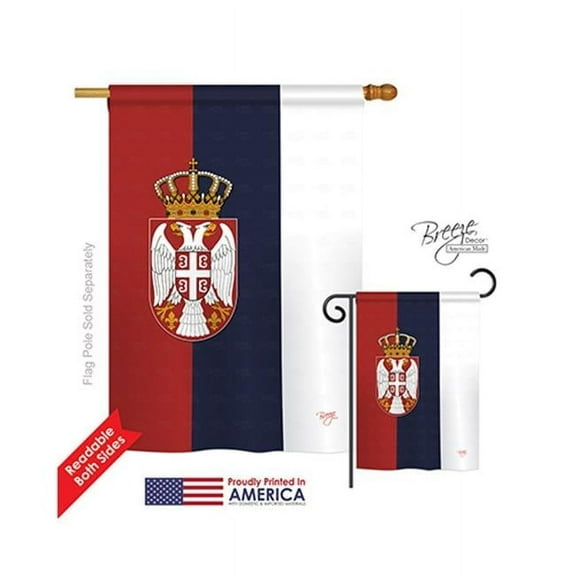 Breeze Decor 08107 Serbia 2-Sided Vertical Impression House Flag - 28 x 40 in.