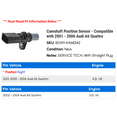 thumbnail image 2 of Camshaft Position Sensor - Compatible with 2001 - 2006 Audi A6 Quattro 2002 2003 2004 2005, 2 of 2