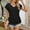 Black, variant on Dolkfu Blue Summer Tops for Women 2026 Short Sleeve V-Neck Minimalist Pull-on T-Shirts Solid Modern Polyester Blend Casual Pullover Tops Sky Blue,S