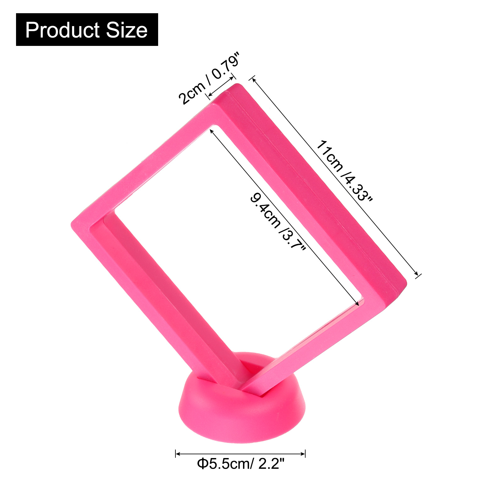 Unique Bargains 4Pcs Floating Frame Display Holder Stand 4.33" x 4.33" x 0.8" Rose Red