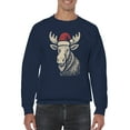 thumbnail image 2 of Festive Moose with Santa Hat Men's Sweatshirt, 2 of 3