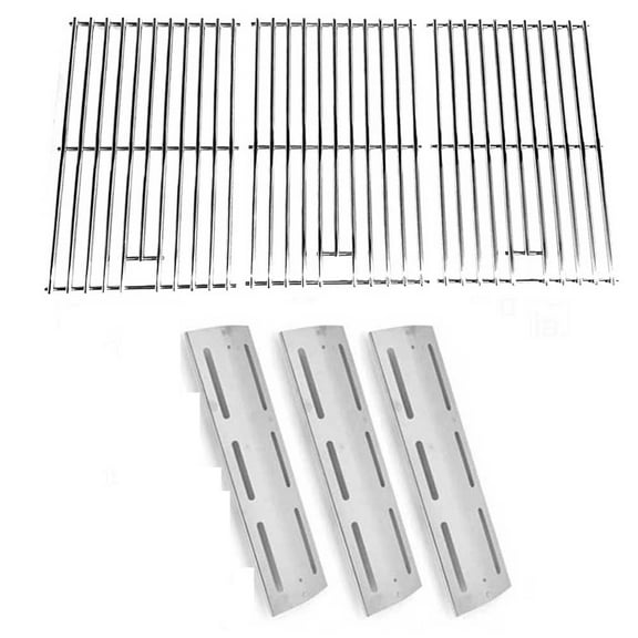 Replacement BBQ Parts for Brinkmann Pro Series 7231 810-7231-W Gas Models Includes 3 Stainless Heat Plates and Stainless Cooking Grates, Set of 3