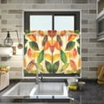 thumbnail image 4 of Yayeee Kitchen Curtains Tier Pair Light Filtering 27"x24" Rod Pocket Short Cafe Window Panel, Green Retro Autumn Leaves, 4 of 7