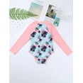thumbnail image 4 of Yruioon Girls Long Sleeve Zipper Front Rash Guard Swimwear One Piece Hawaiian Swimsuits Bathing Suit Pink 14, 4 of 7
