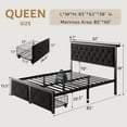 thumbnail image 2 of iPormis Queen Bed Frame with 2 Drawers, Metal Platform Bed with Charging Station and Linen Fabric Storage Headboard Strong Metal Slats,Black, 2 of 9