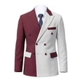 thumbnail image 4 of Beauty-Emily Men's Color Block Double-Breasted Suit Set – Slim Fit Two-Piece Blazer & Pants, Stylish Contrast Formal Suit for Business, Wedding & Party, 4 of 8