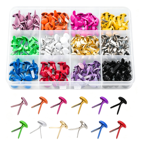 CCOCC 180Pcs Brads for Paper Crafts,12 Colors Brads Paper Fasteners Metal Paper Fasteners Mini Brads for Diy Crafts Projects Scrapbooking Split Pins Paper Fasteners for Crafts