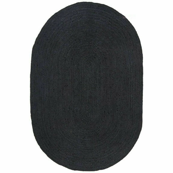 Handmade Braided Black Color Pure Jute Oval Shape Area Rugs ,Home Décor Rugs Size 2 x 4 Feet ( 60 cm x 120 cm )