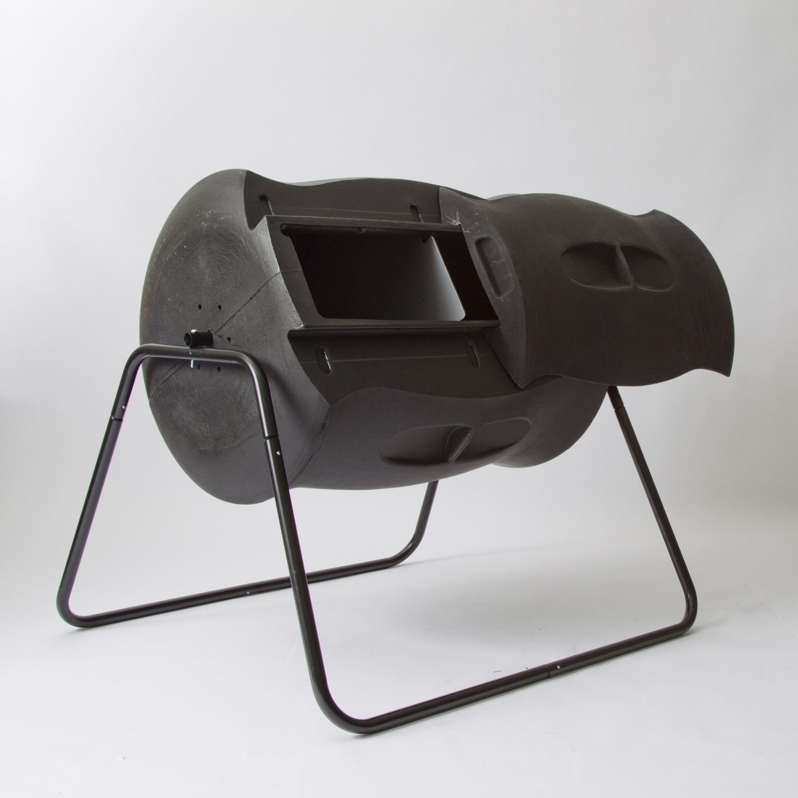 Algreen Tumbling Composter, Dual Batch, with Powder Coated Stand, 100% Recycled Black