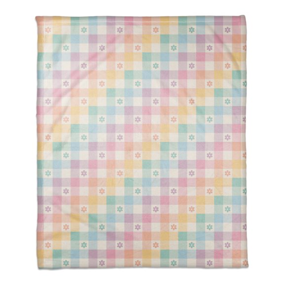 Creative Products Pastel Buffalo Check 50 x 60 Sherpa Fleece Blanket