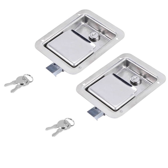Hardware 2 Pack Stainless Steel Paddle Latch With Lock & Key - Flush Single Point Handle For Door Trailer RV