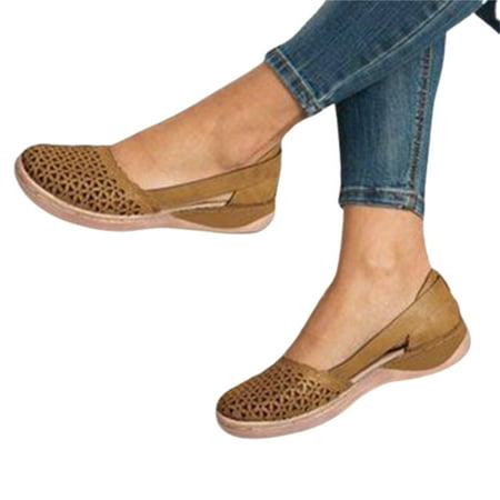 

Comfort Athletic Sneakers Hollow-Out Breathable for Walking Hiking 39 Brown