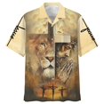 thumbnail image 4 of Camisa hawaiana con la frase "Father Over Fear" de Jesús, de manga corta, para hombre y mujer, para playa, de verano, con estampado floral, 2024, 4 of 5