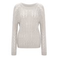 thumbnail image 3 of Gibobby Suéteres para mujer, Suéteres de gran tamaño con cuello redondo para mujer, de punto grueso, cálido, suéter(Beige,M), 3 of 5