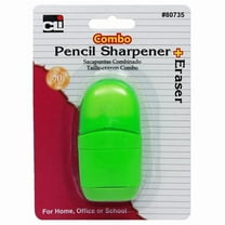 Charles Leonard Plastic Pencil Sharpener with Receptacle and Eraser, Assorted Colors, 12 Count