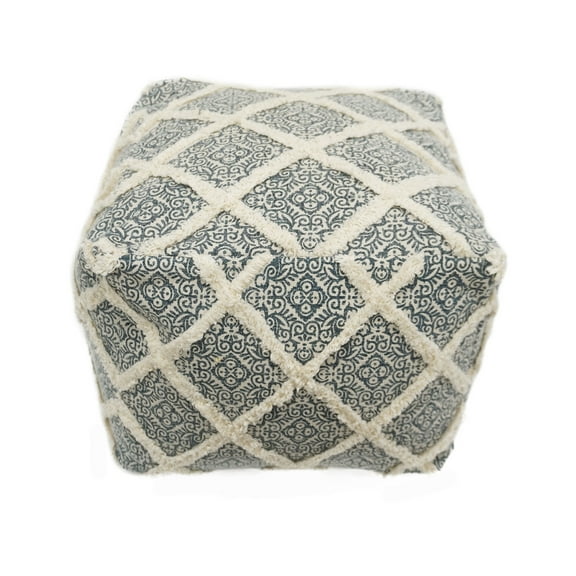 Home&Manor Wool Cotton Wesham Cube Pouf