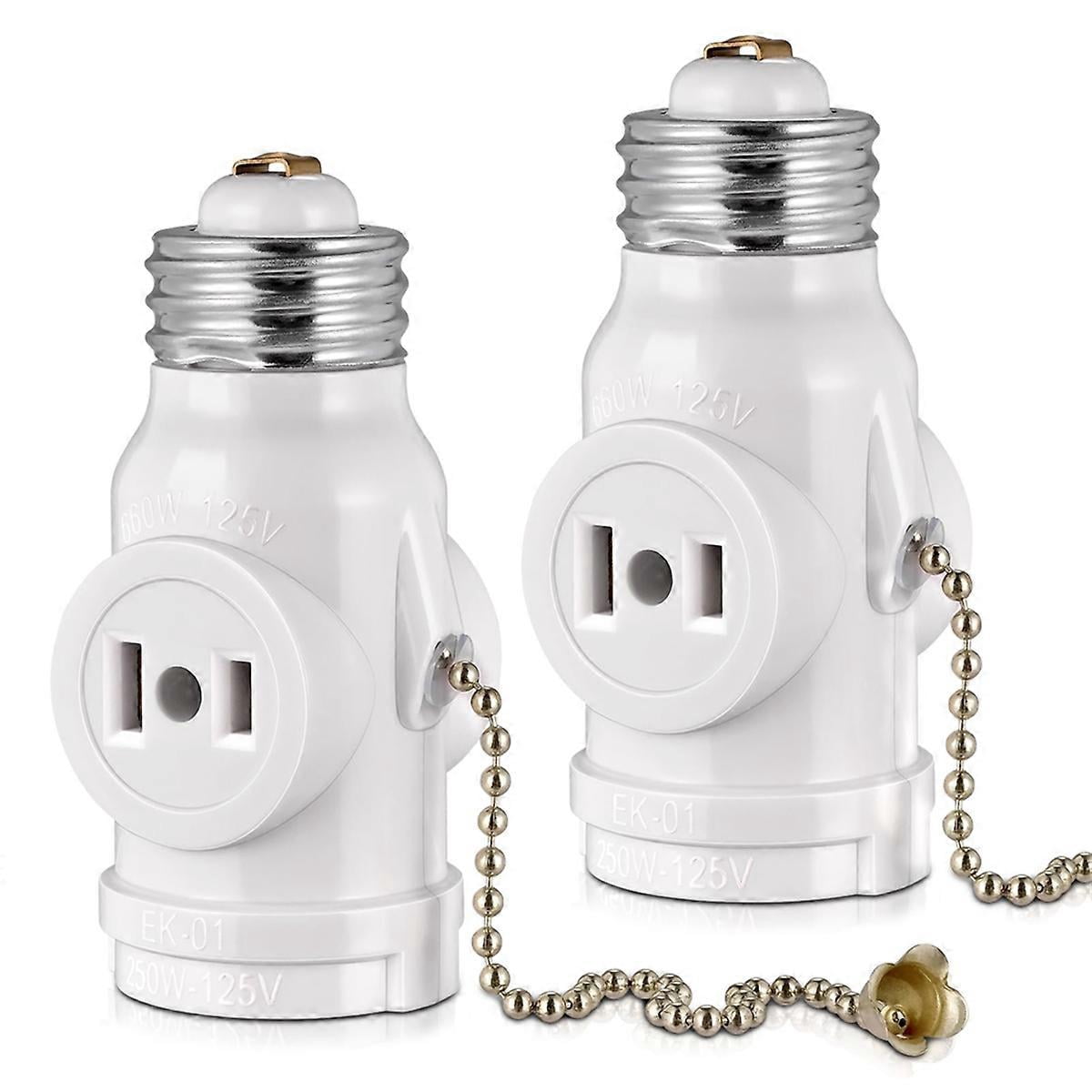 2 Outlet Light Socket Adapter,E26 Bulb Socket to Outlet Splitter ...