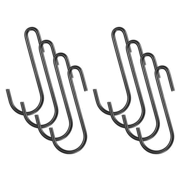 Uxcell 8-Pack Vinyl Fence Hooks, 1 x 3 Inch Powder Coated Steel Hangers for Kitchen, Gardening Tools, Plants [S Shaped, Black]