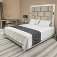 thumbnail image 1 of Leaves Bed Runner, Botanical Themed Vintage Inspired Pattern with Outline Leafy Branches, Decorative Accent Bedding Scarf for Hotels Homes and Guestrooms, King, Dark Blue Grey Champagne, by Ambesonne, 1 of 2
