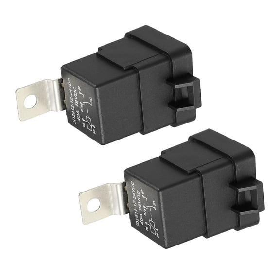 2 Pcs Waterproof Relay DC 24V 40A 5 Pin Relay Car Charge Case Universal for Car Durable Plastic Black