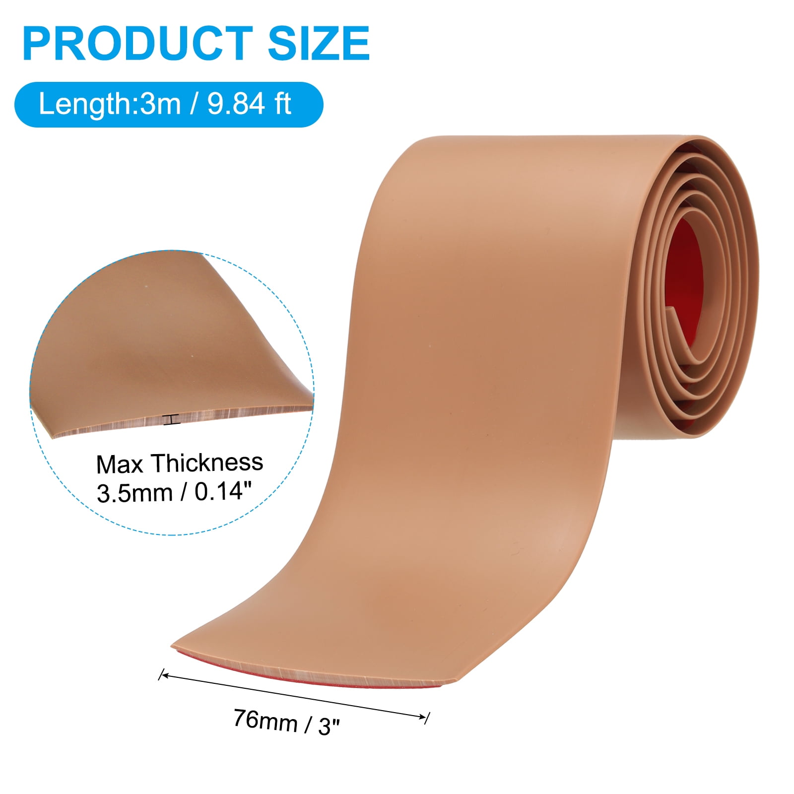 Uxcell Self Adhesive Floor Transition Strip Vinyl Flat Divider Flooring Brown 10 FT x 3"