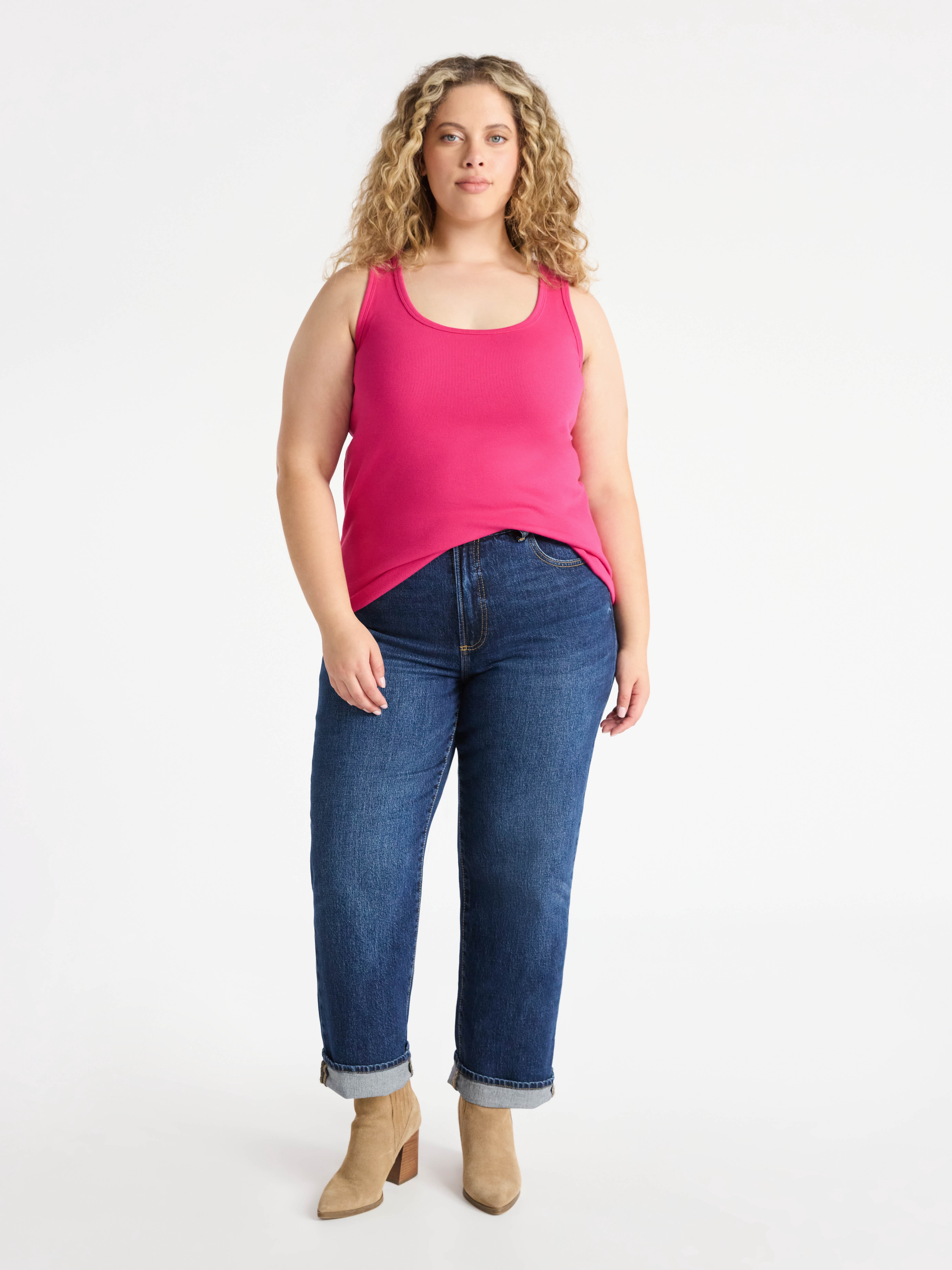 Terra & Sky Women’s Plus Ribbed Tank Top, Sizes 0X-5X