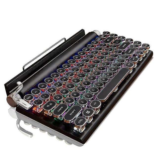 Retro Typewriter Keyboard Wireless Bluetooth Keyboard USB Mechanical Punk Keycaps for Desktop PC/La