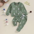 thumbnail image 2 of TOWED22 Toddler Baby Boy Fall Winter Outfit Print Long Sleeve Sweatshirt Solid Jogger Pant Set Spring Clothes(Blazer,2-3 Y), 2 of 7