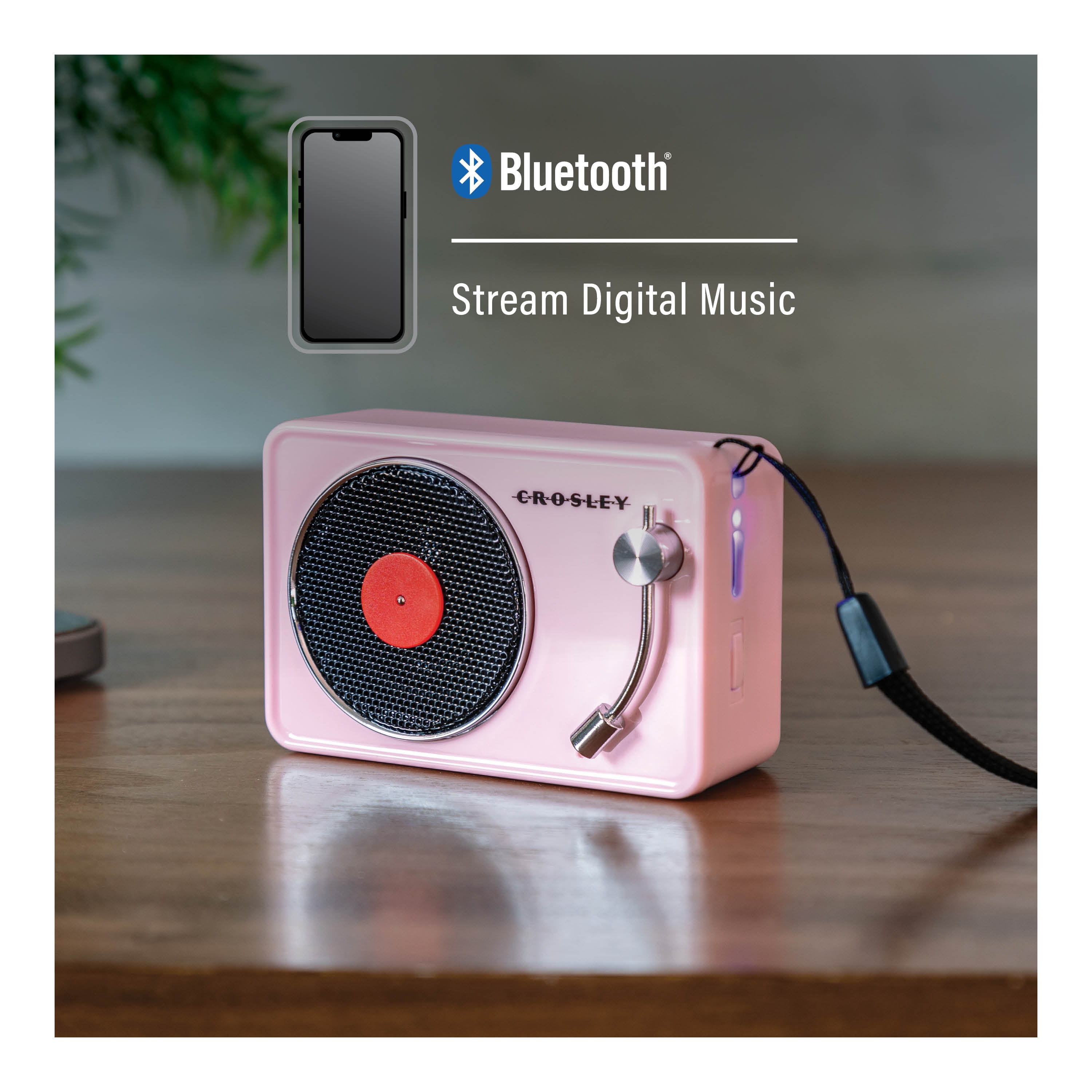 Crosley Mini Record Player Turntable Retro Portable Bluetooth Speaker with Microphone, Vintage