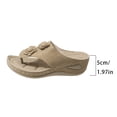 thumbnail image 7 of Rokment Women's Flower Orthopedic Wedge Flip Flops Boho Beach Summer Comfortable Leather Platform Thong Slip on Walking Sandals Fashion Casual Floral Chunky Mid Heel Dress Slides Khaki Size 8, 7 of 7