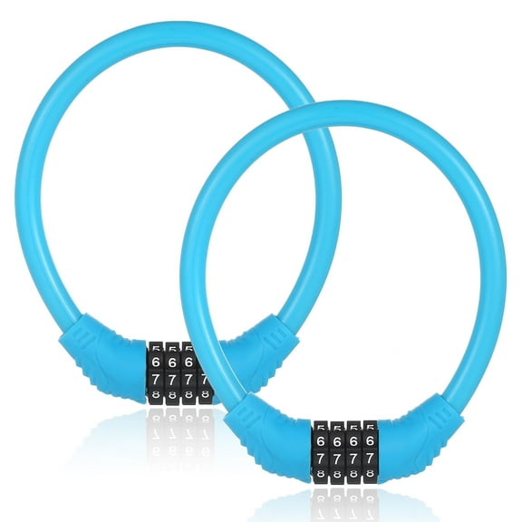 2 PACK Bike Locks Cable,Anti Theft Bicycle Lock Chain,4 Digit Security Resettable Bike Combination Lock Self Coiling Combination Cable Combo Bike Locks Without Mounting Bracket,Blue