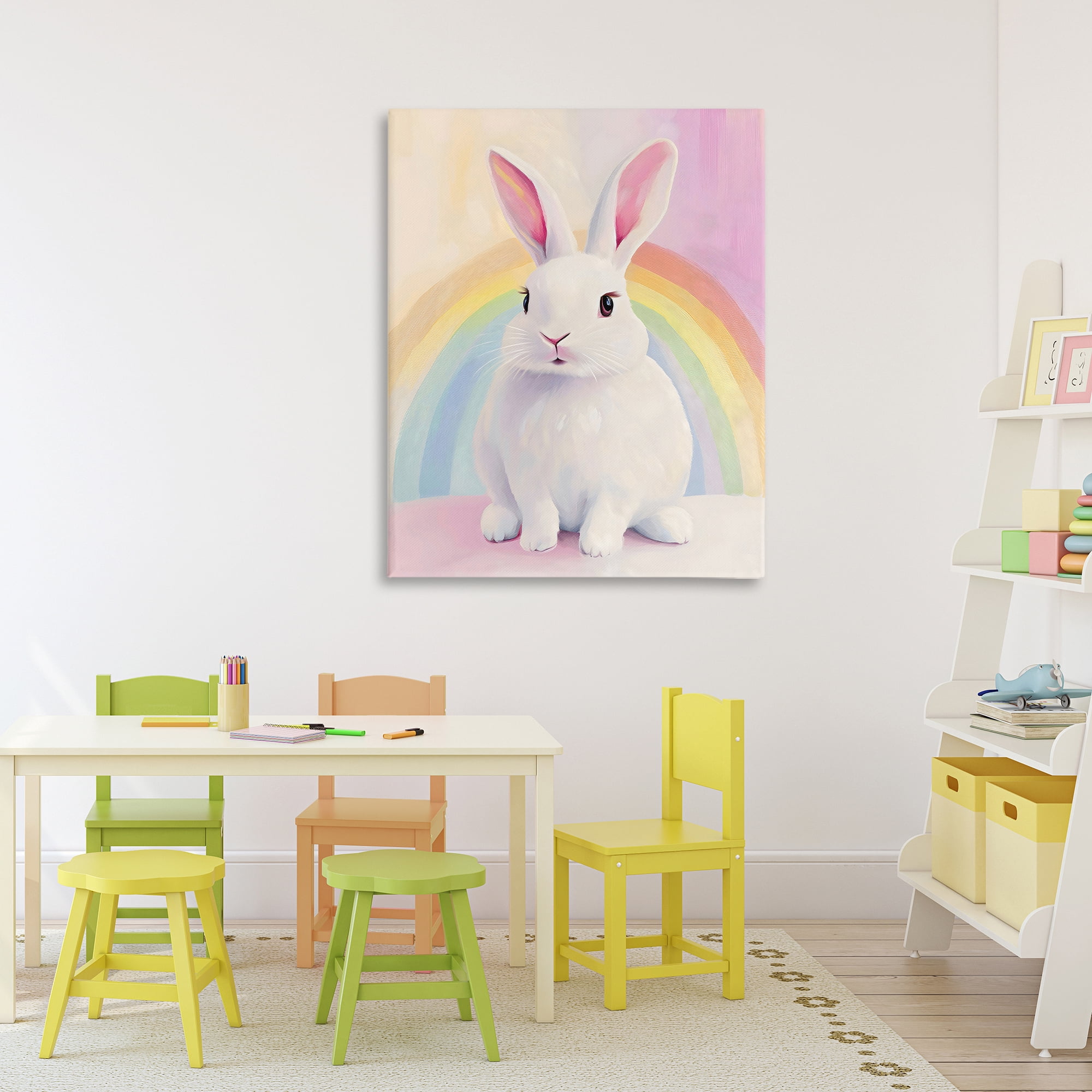 Stupell Industries Rainbow Bunny in Pastel Hues Canvas Wall Art, design by The Prints Vibe