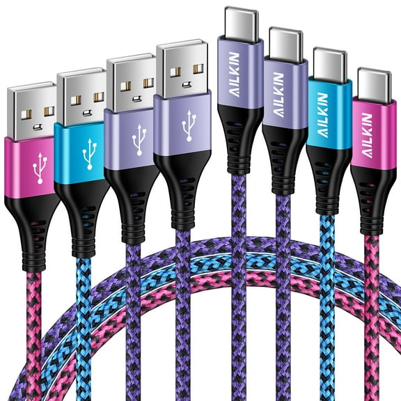 AILKIN Usb Charging Cable 10ft,Type C Charger Fast Charging 10ft Feet 4PACK USB A to USB C Cable 6ft High Speed Android Charger Type C Charging Cords USB Cable Phone Charger Cords Type C(Multicolor)