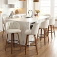thumbnail image 5 of Fahomiss 26" Swivel Counter Height Bar Stools Set of 6, White Leather Farmhouse Kitchen Stools, 5 of 9