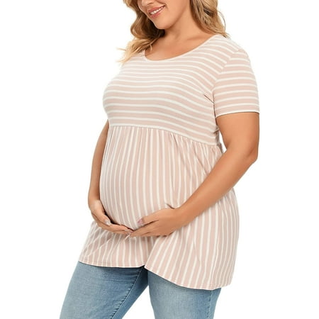 

Women s Maternity Tops Short & Long Sleeve Side Ruching Round Neck Shirts
